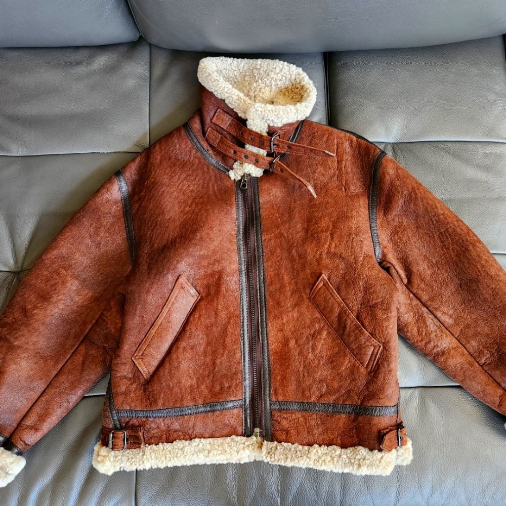 Shearling bomber coat